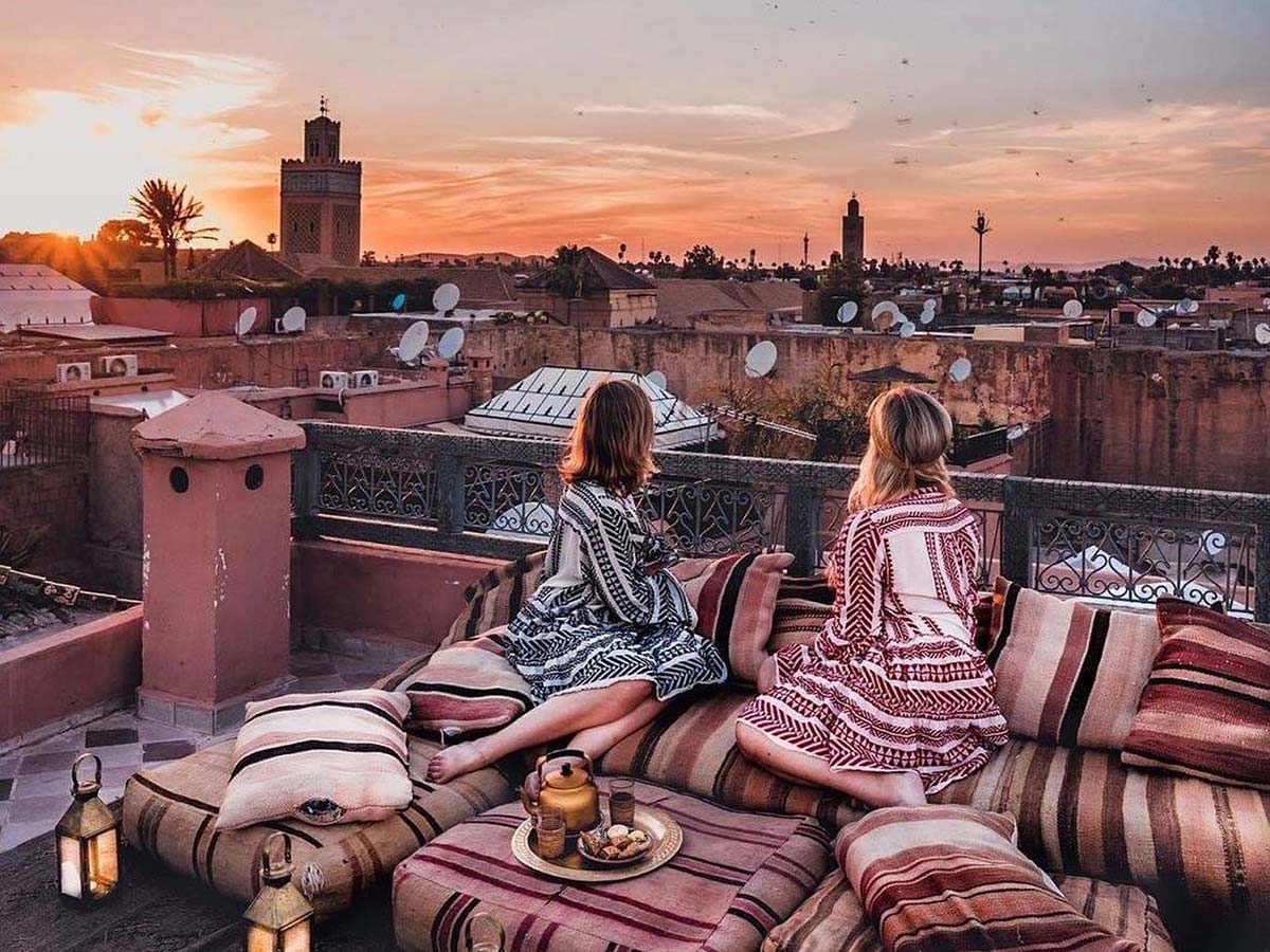 Marrakech sunset rooftop view
