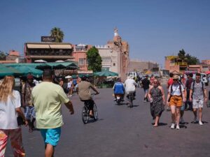 Tourists walking in marrakech